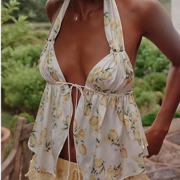 For Love And Lemons Tops - For Love & Lemons Lemons Cassandra Halter Tank Top
